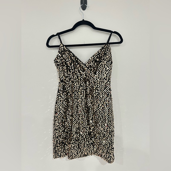 Showpo. Dresses & Skirts - Showpo Black and Gold Sequin Mini Dress